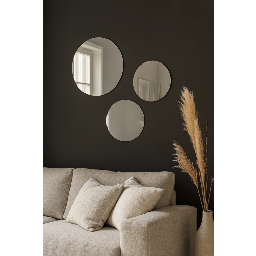 Lustro FAMILIA SET– zestaw 3 luster okrągłych (średnice 25, 30 i 40 cm) do salonu, sypialni, łazienki i nowoczesnych wnętrz